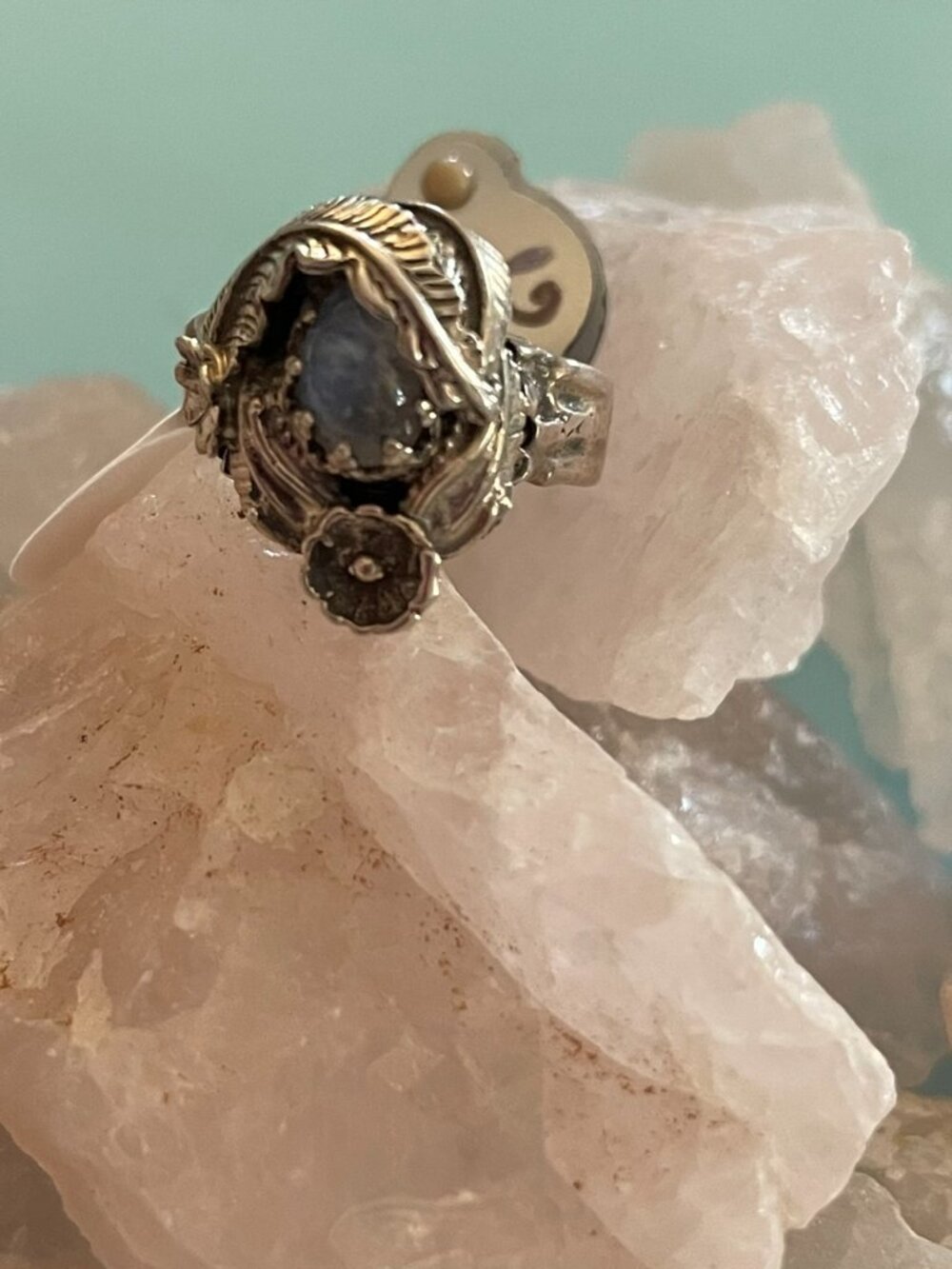 Vintage Sterling Silver Ring 6.5 Handmade Gemstone OOAK Bob Stringer Y2K $250 - Picture 4 of 16